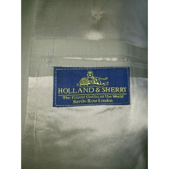 Holland & Sherry Savile Row Bespoke Blazer Mens 42R Windowpane Double Breasted - Picture 9 of 14